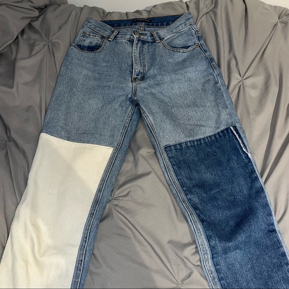 Rare Brandy Melville Kenzo Denim Two-Tone Patch Jeans - Picture 5 of 8